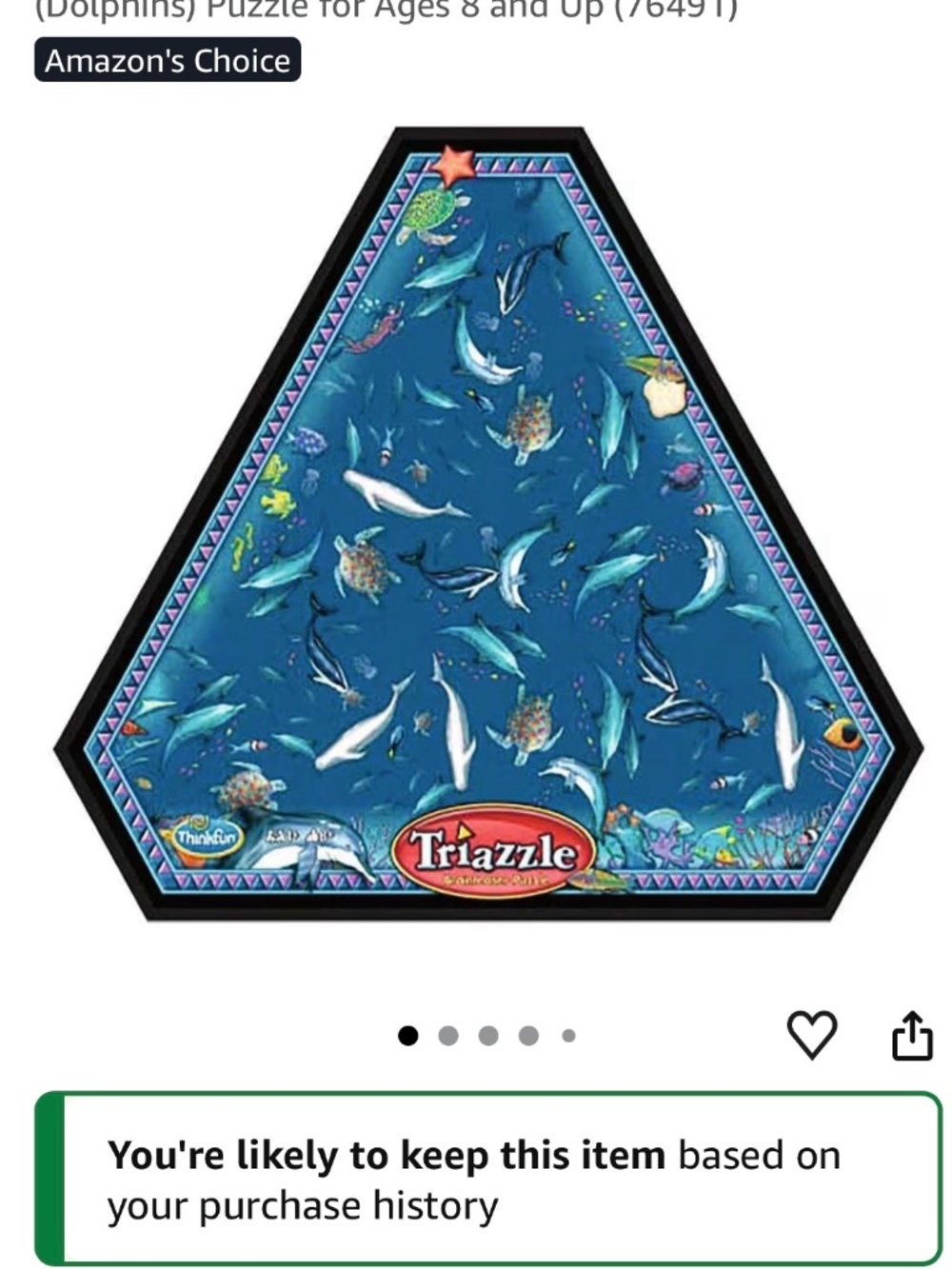 Triazzle Brainteaser Puzzle Dolphins New in Plastic